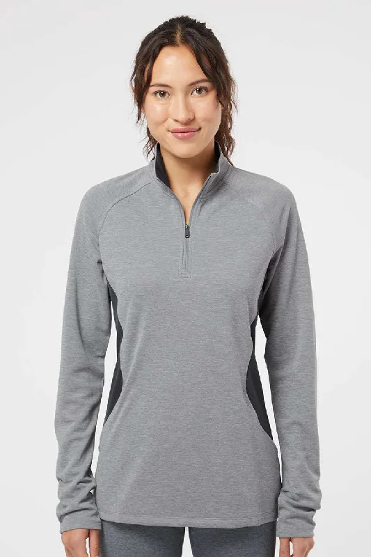 Adidas Womens UPF 50+ 1/4 Zip Sweatshirt - Heather Grey/Carbon Grey - NEW