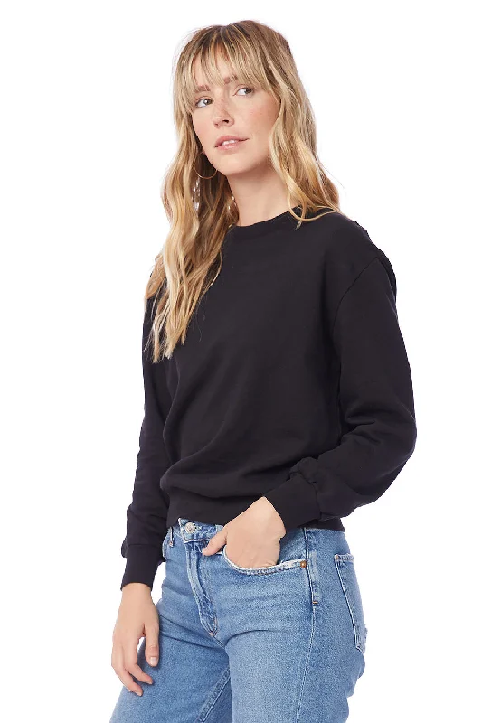 Alternative Womens Eco Washed Throwback Crewneck Sweatshirt - Black - NEW