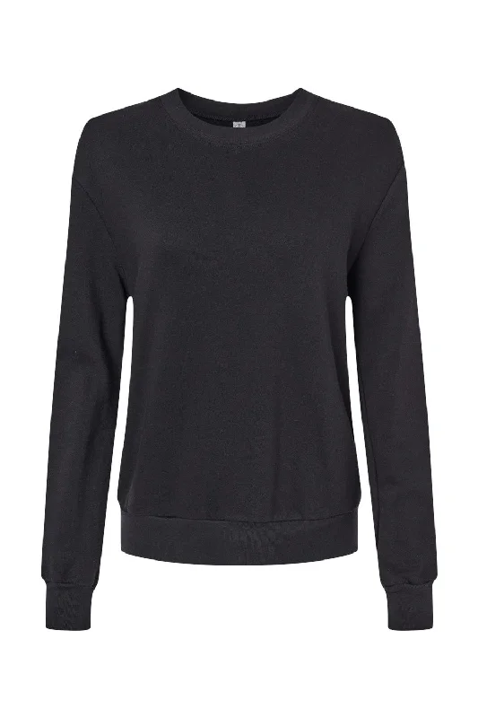 Alternative Womens Eco Washed Throwback Crewneck Sweatshirt - Black - NEW