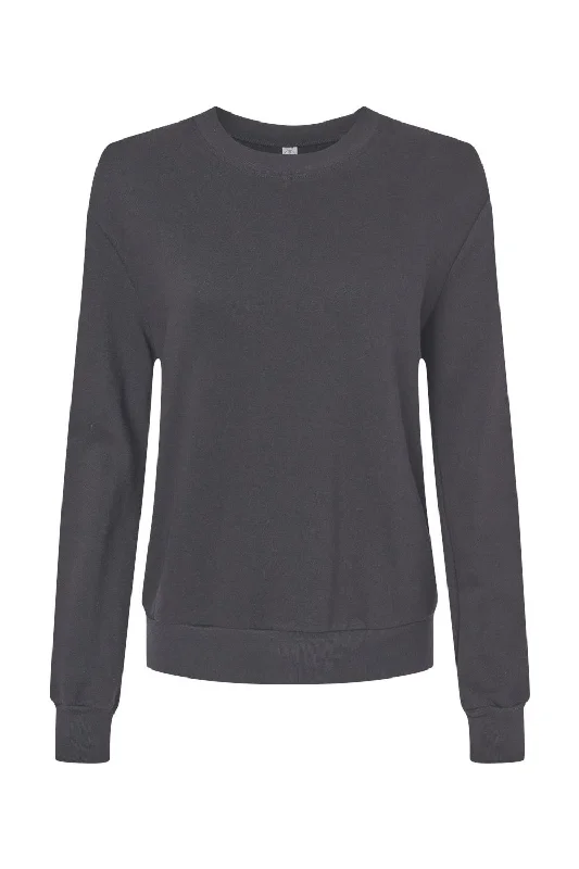 Alternative Womens Eco Washed Throwback Crewneck Sweatshirt - Dark Grey - NEW