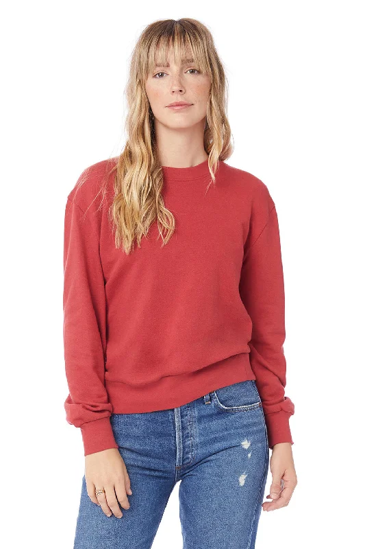 Alternative Womens Eco Washed Throwback Crewneck Sweatshirt - Faded Red - NEW