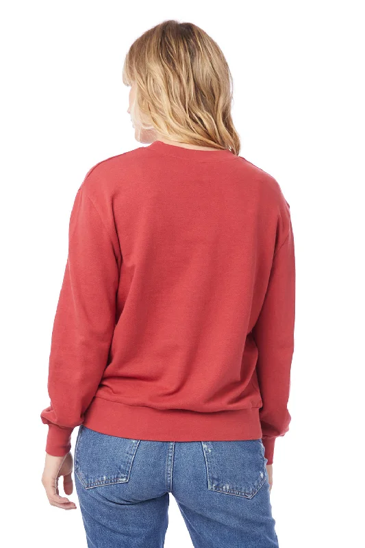 Alternative Womens Eco Washed Throwback Crewneck Sweatshirt - Faded Red - NEW