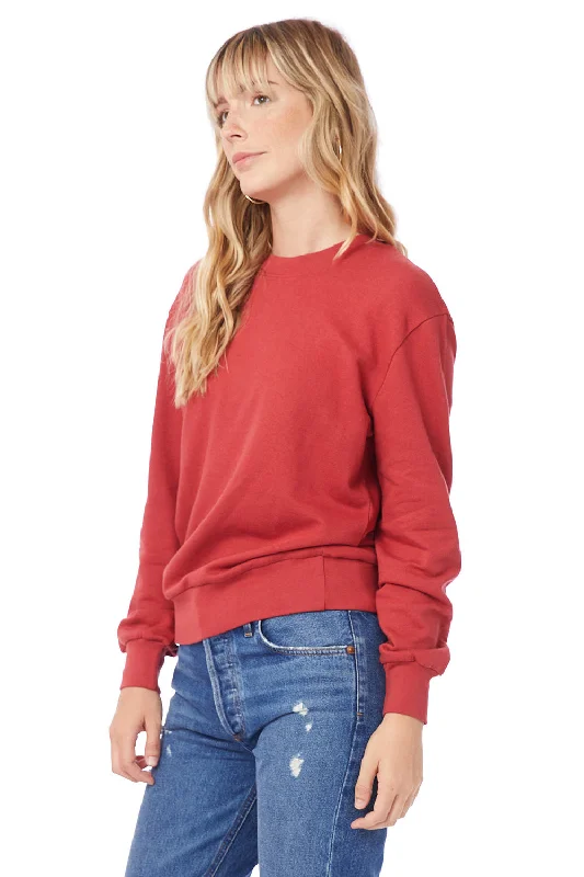 Alternative Womens Eco Washed Throwback Crewneck Sweatshirt - Faded Red - NEW