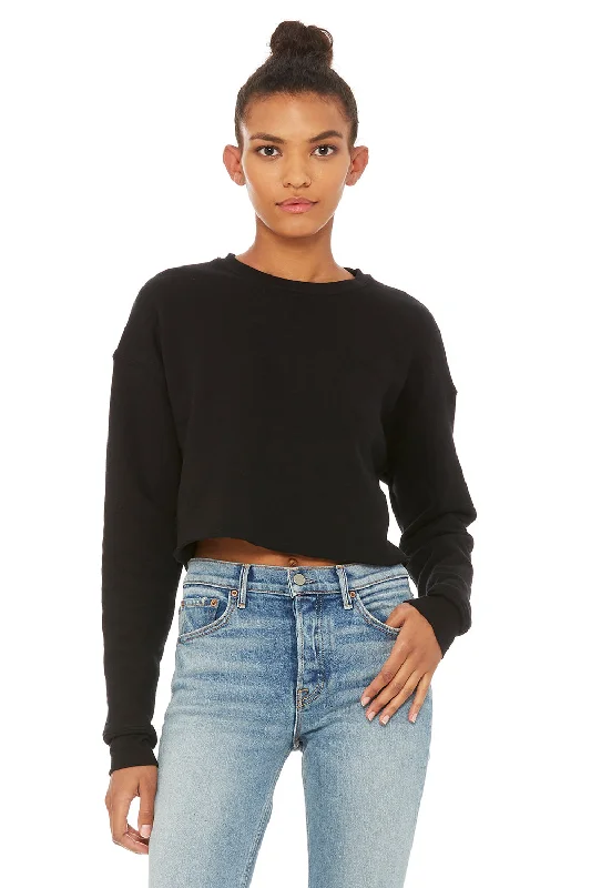 Bella + Canvas Womens Cropped Fleece Crewneck Sweatshirt - Black