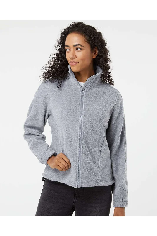 Burnside Womens Polar Fleece Full Zip Sweatshirt - Heather Grey - NEW