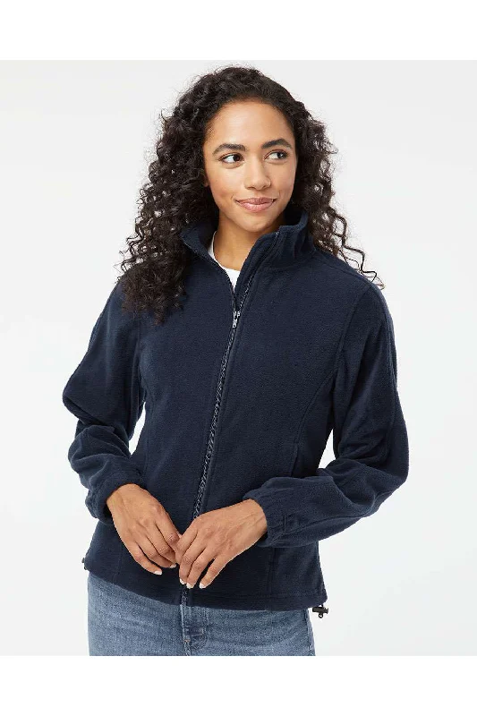 Burnside Womens Polar Fleece Full Zip Sweatshirt - Navy Blue - NEW