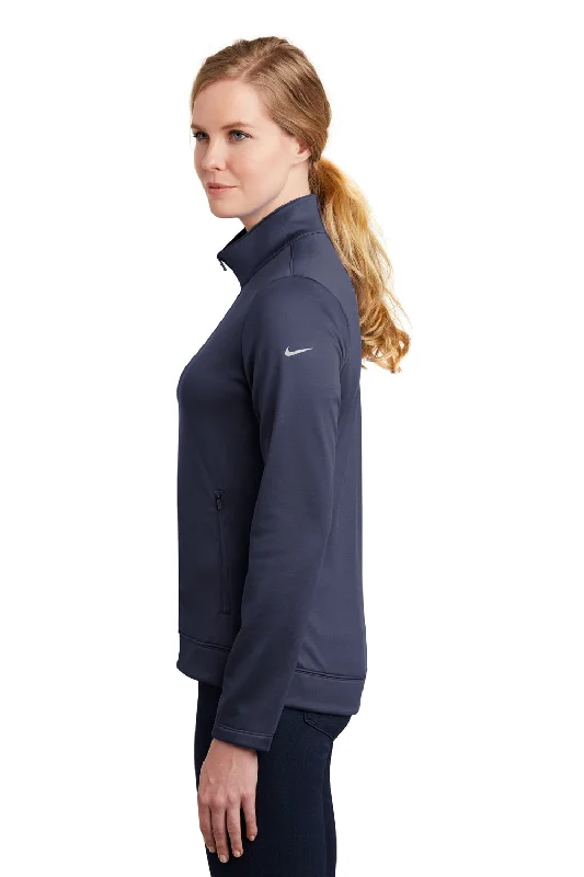 Nike Womens Therma-Fit Moisture Wicking Fleece Full Zip Sweatshirt - Midnight Navy Blue