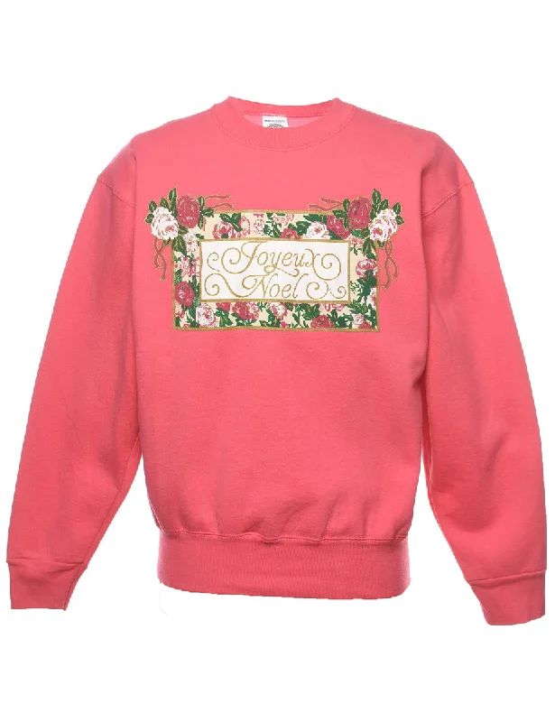 Pink Joyeux Noel Printed Sweatshirt - M