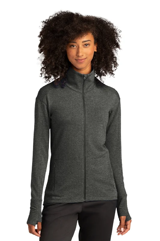 Sport-Tek Womens Flex Fleece Moisture Wicking Full Zip Sweatshirt - Heather Dark Grey