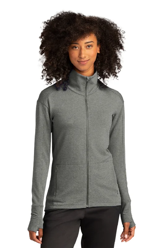 Sport-Tek Womens Flex Fleece Moisture Wicking Full Zip Sweatshirt - Heather Light Grey