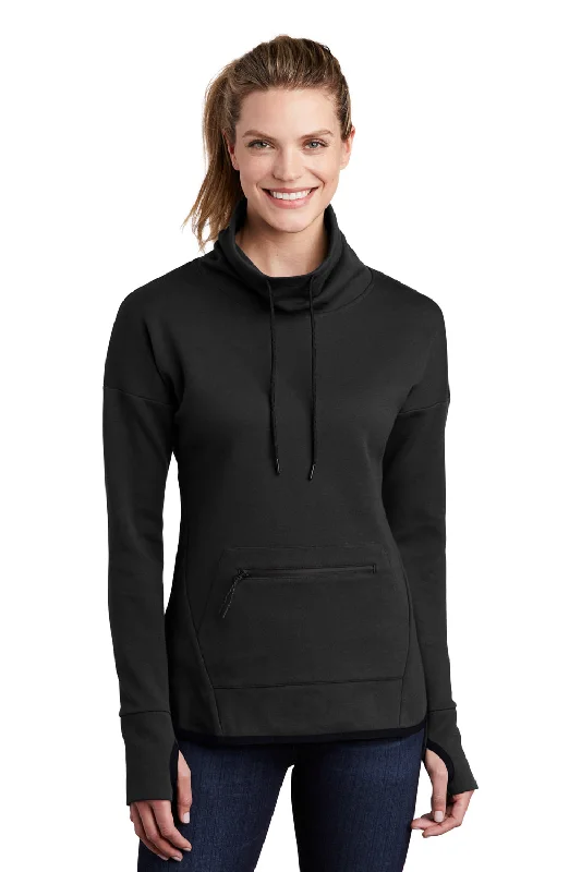 Sport-Tek Womens Triumph Fleece Cowl Neck Sweatshirt - Black