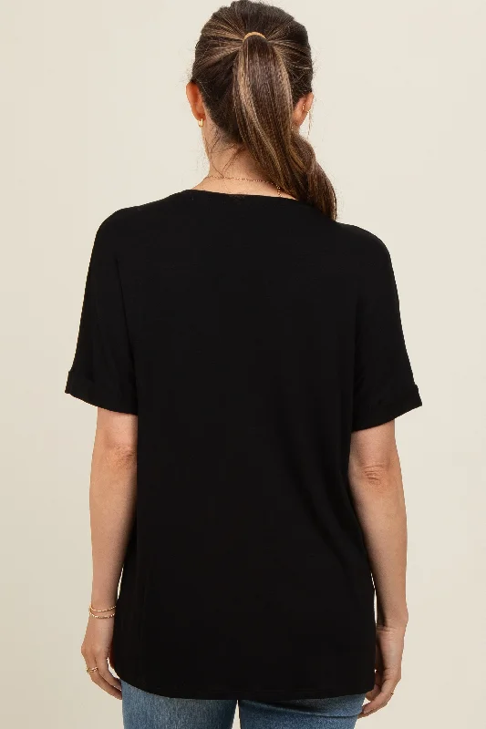 Black Relaxed Fit Maternity T-Shirt