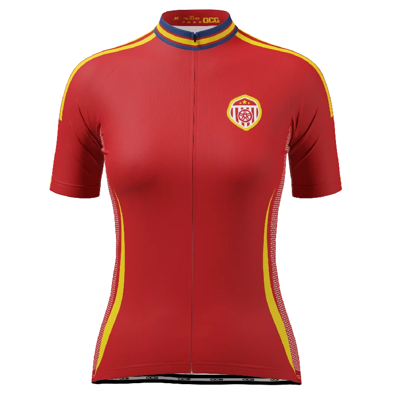 Women's Spain Soccer Short Sleeve Cycling Jersey